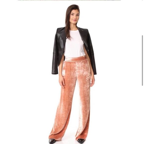 Alice + Olivia Racquel Pink Crushed Velvet Pants - Picture 3 of 10